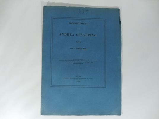 Documenti inediti di Andrea Cesalpino. Nota - copertina