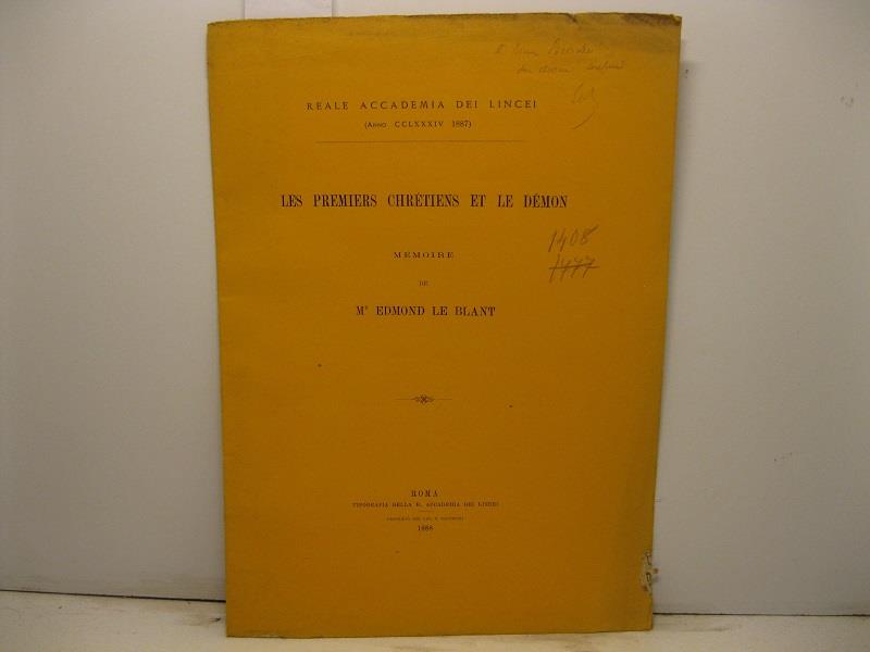 Les premiers chretiens et le demon. Memoire
