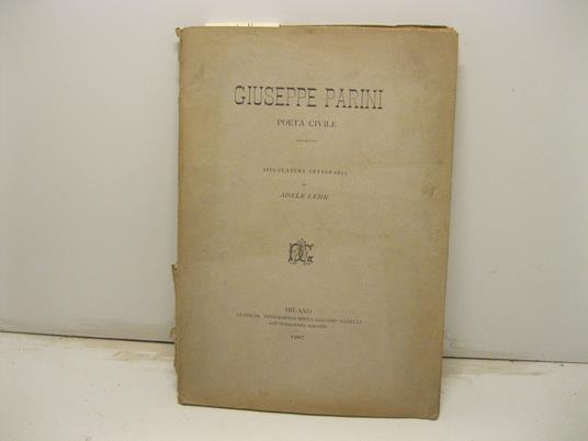 Giuseppe Parini poeta civile. Spigolatura letteraria - copertina