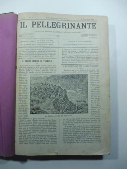 Il pellegrinante. Monitore mensile illustrato dei pellegrinaggi. Anno I. N.7. Settembre 1891. ( - Anno IV. N.24. 15 dicembre 1894) - copertina