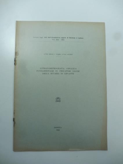 Antropometrografia cefalica fondamentale di pescatori liguri della riviera di Levante - copertina
