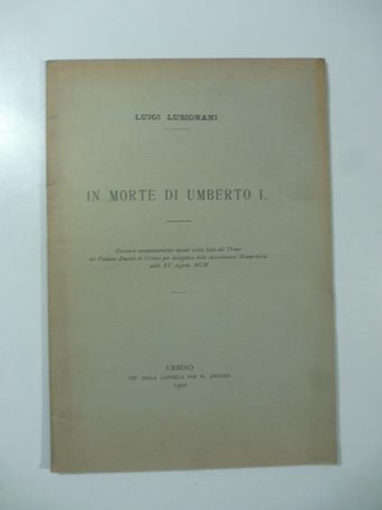 In morte di Umberto I - copertina