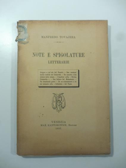 Note e spigolature letterarie - copertina