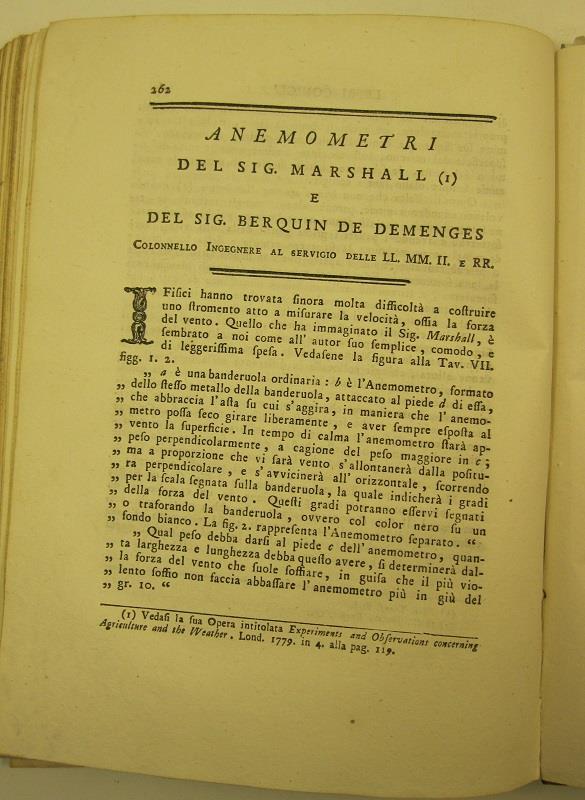 Anemometri del sig. Marshall e del sig. Berquin De Demenges..