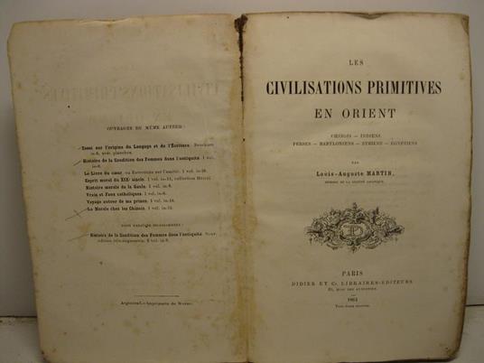 Les civilisations primitives en orient. Chinois - indiens - perses - babyloniens - syriens - egyptiens - copertina