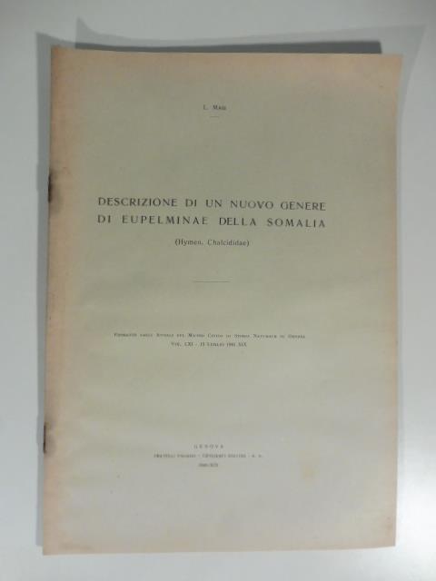 Descrizione di un nuovo genere di eupelminae della Somalia