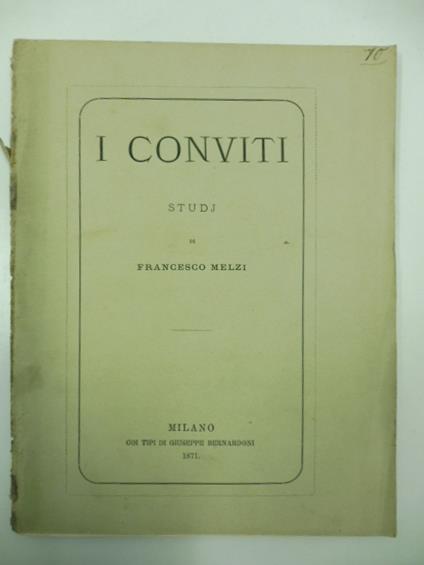 I conviti. Studj - copertina