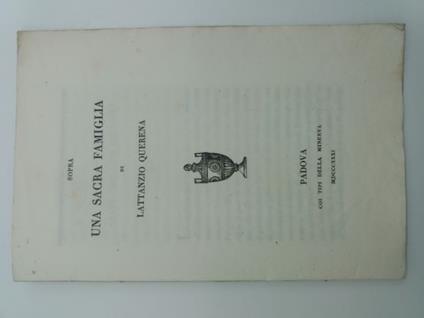 Sopra una sacra famiglia di Lattanzio Querena - copertina
