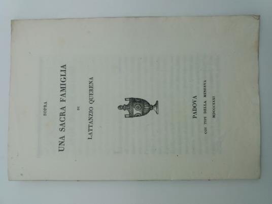 Sopra una sacra famiglia di Lattanzio Querena - copertina