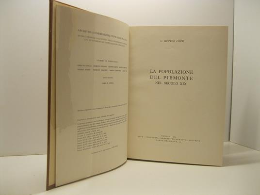 La popolazione del Piemonte nel secolo XIX. Archivio economico dell'unificazione italiana - copertina
