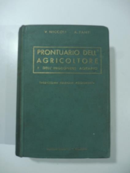 Prontuario dell'agricoltore e dell'ingegnere agrario - copertina