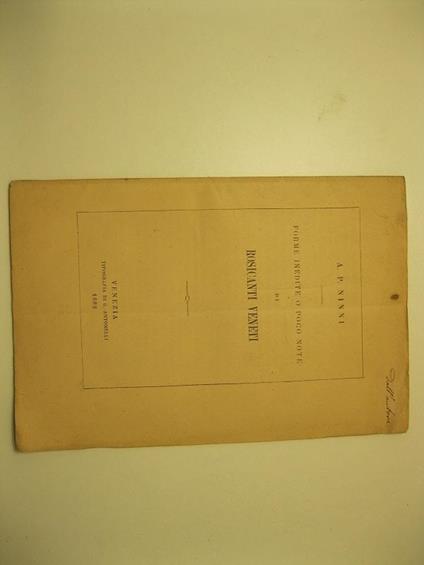 Forme inedite o poco note di rosicanti veneti. Estr. da Atti del R. Ist. veneto di scienze lettere ed arti - copertina