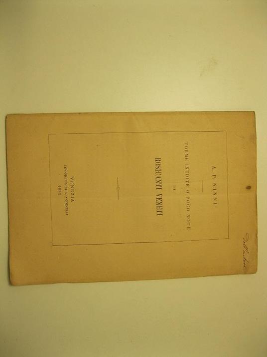 Forme inedite o poco note di rosicanti veneti. Estr. da Atti del R. Ist. veneto di scienze lettere ed arti - copertina