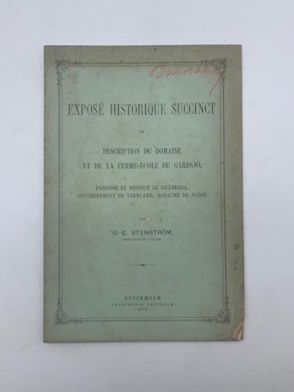 Expose' historique succinct et description du domaine et de la ferme ecole de Gardsjo - copertina