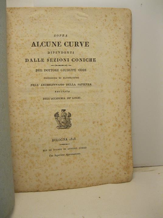 Sopra alcune curve dipendenti dalle sezioni coniche - copertina