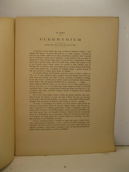 Plemmyrium. Estratto dalle Notizie degli scavi, gennaio 1899 - copertina