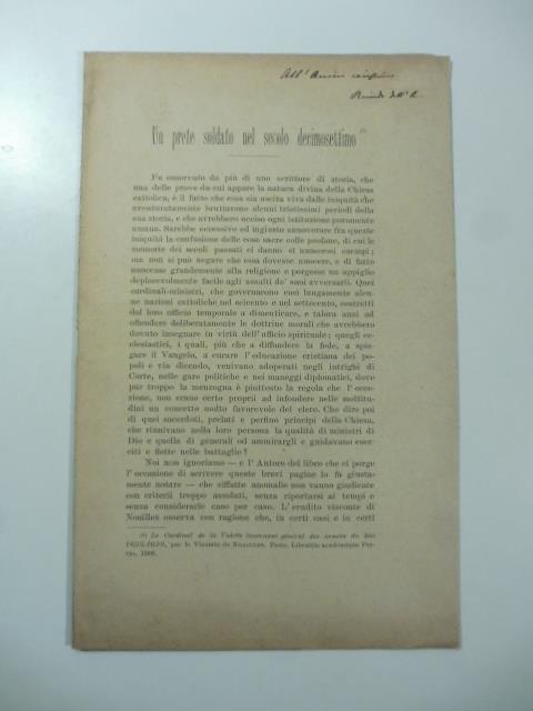 Un prete soldato nel secolo decimosettimo - copertina