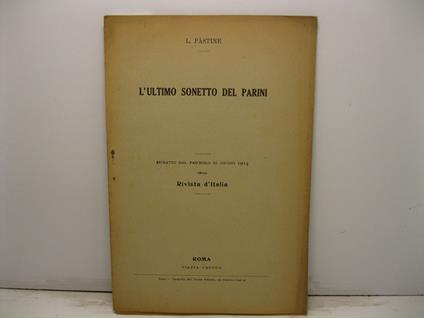 L' ultimo sonetto del Parini. Estratto dal fascicolo di giugno 1914 della Rivista d'Italia - copertina