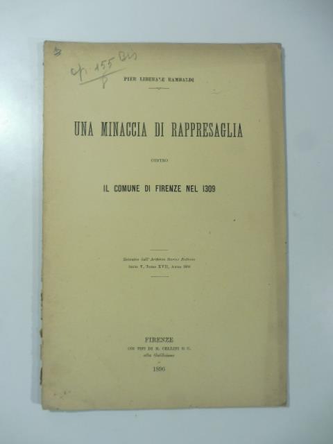 Una minaccia di rappresaglia contro il comune di Firenze nel 1309 - copertina
