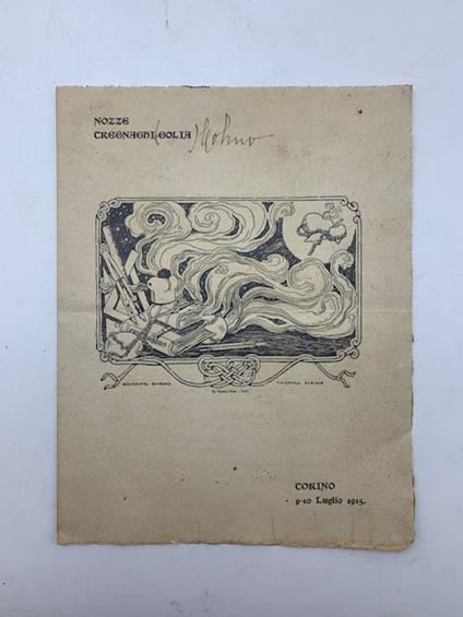Nozze Tregnaghi-Golia. Biscaretti disegno', Pitigrilli scrisse. Torino, 9-10 luglio 1915 - copertina