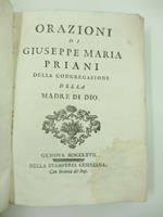 Orazioni di Giuseppe Maria Priani della Congregazione della Madre di Dio