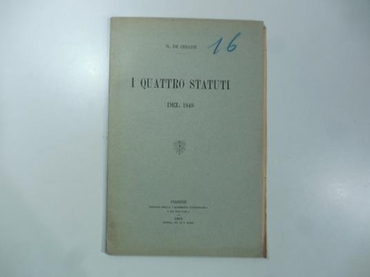I quattro statuti del 1848 - copertina