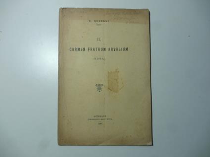 Il carmen fratrum Arvalium (nota) - copertina