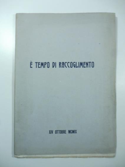 E' tempo di raccoglimento - copertina