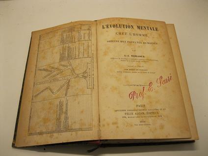 L' evolution mentale chez l'homme origine des faculte's humaines. Traduit de l'anglais par Henry de Varigny - copertina