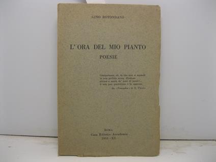 L' ora del mio pianto. Poesie - copertina