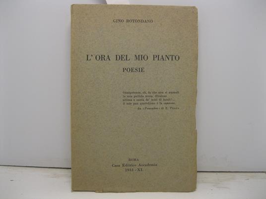 L' ora del mio pianto. Poesie - copertina