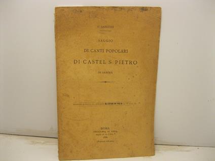 Saggio di canti popolari di Castel S. Pietro in Sabina. Relazione estratta dal periodico Gli studi in Italia - copertina