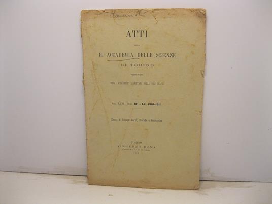 Giovanni Colonna biografo e bibliografo del sec. XIV SEGUE Un'opera perduta di Filone SEGUE Presentazione all'Accademia di un volume di etica di Filippo Masci - copertina