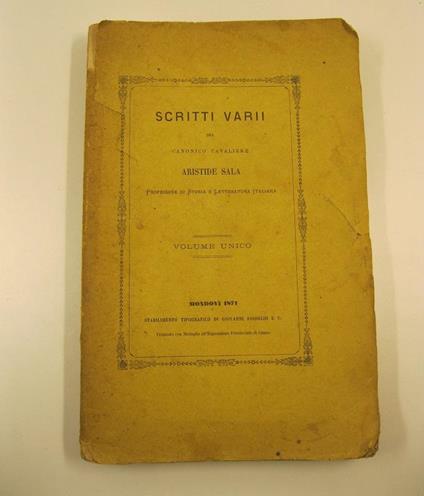 Scritti vari - copertina