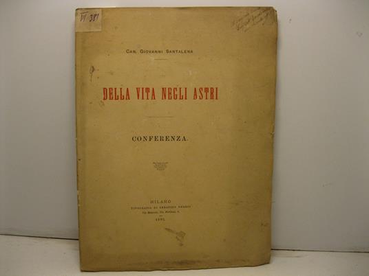 Della vita negli astri. Conferenza - copertina