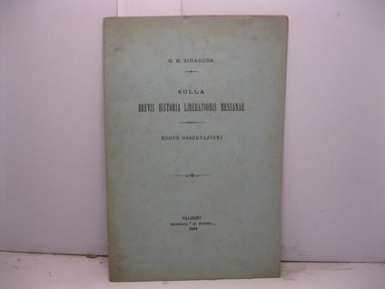 Sulla Brevis historia liberationis Messanae. Nuove osservazioni - copertina