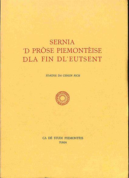 Sernia 's prose piemonteise dla fin dl'eutsent - copertina
