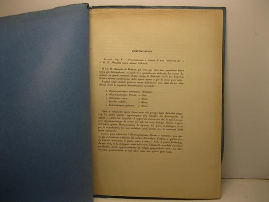 Presentazione e rivista di una memoria del s.c. D.G. Mazzetti sopra alcuni Echinidi - copertina