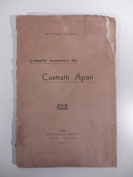 L' aspetto economico dei contratti agrari - copertina