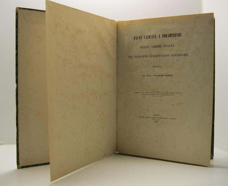Fauna Vaticana a foraminiferi delle sabbie gialle nel plioceno subapennino superiore descritta dal dott. Guglielmo Terrigi - Estr. dagli atti dell'Accademia Pontificia de' nuovi Lincei Anno XXXIII, sessione IIa del 25 gen. 1880