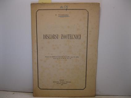 Discorsi zootecnici. Estratto dal Giornale Agrario Italiano, anno XV, (1881) - copertina