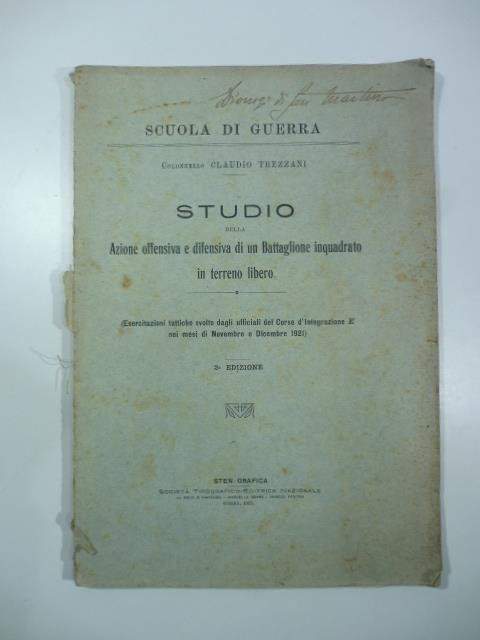 Studio della azione offensiva e difensiva di un battaglione inquadrato in terreno libero - copertina