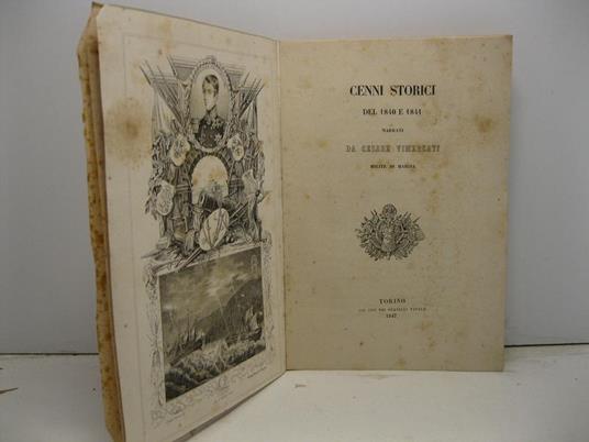 Cenni storici del 1840 e 1841 narrati da Cesare Vimercati milite di marina - copertina