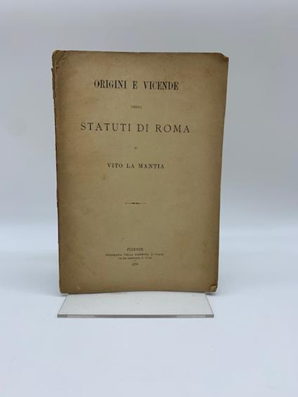 Origini e vicende degli Statuti di Roma - copertina