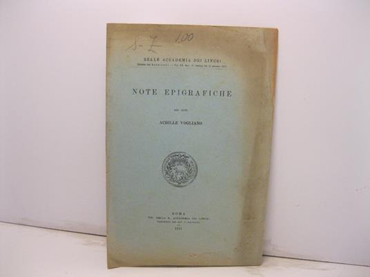 Note epigrafiche - copertina