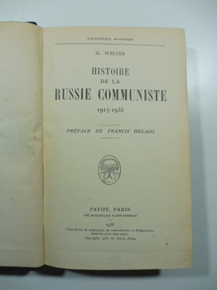 Histoire de la Russie communiste 1917-1935 - copertina