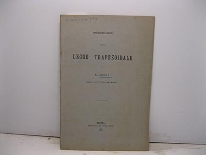 Considerazioni sulla legge trapezoidale di G. Zoppi ingegnere nel R. Corpo delle Miniere - copertina