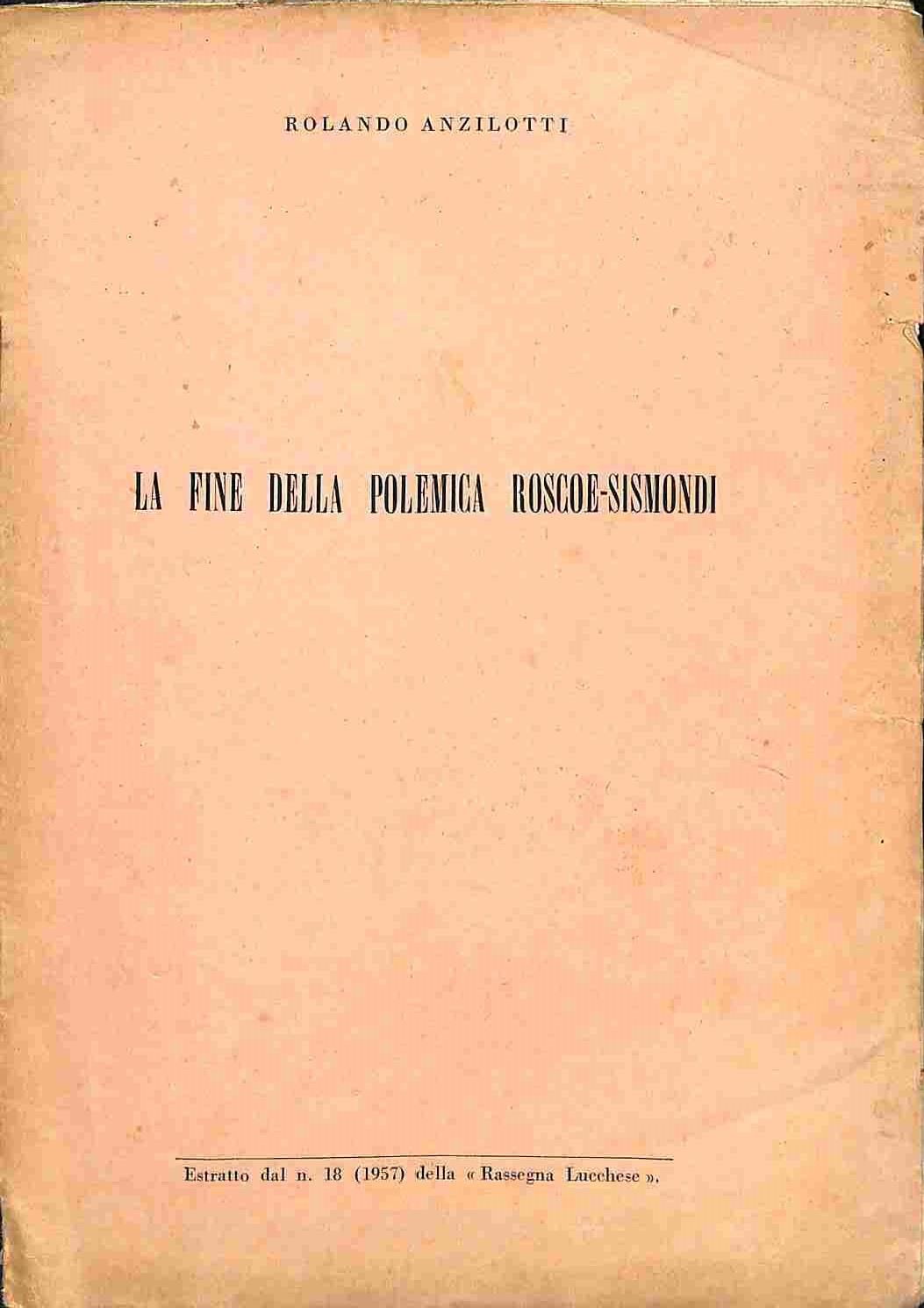 La fine della polemica Roscoe-Sismondi