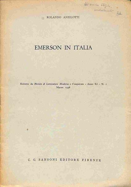 Emerson in Italia - Rolando Anzilotti - copertina