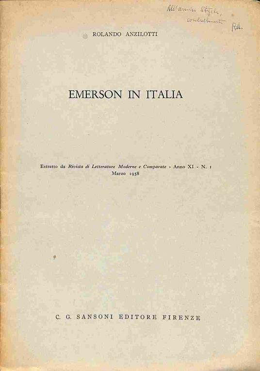 Emerson in Italia - Rolando Anzilotti - copertina